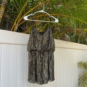 SMALL Black and Gold Sequin Romper